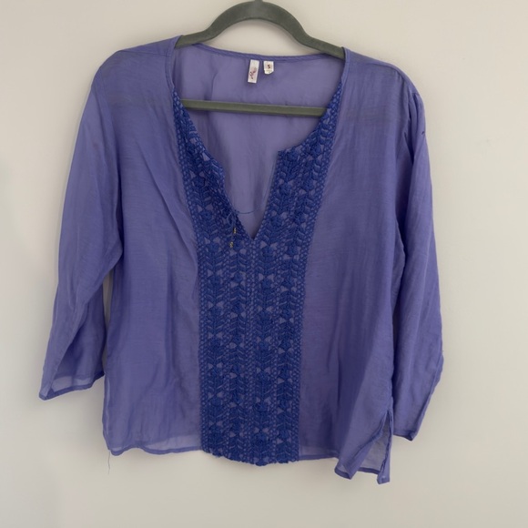 Joie Tops - Joie- Women's Blue Lace Detail Light Weight Top Size S